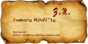 Zombory Mihály névjegykártya